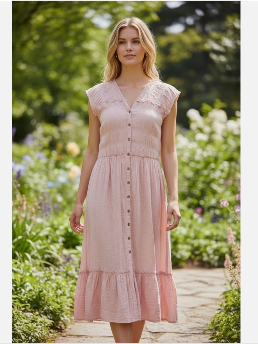Free People Rose Gauze Dress in Cotton - NWT